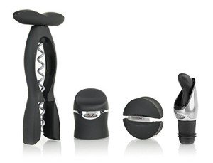Rabbit 4-Piece Velvet Black Wine Tool Set