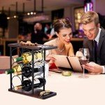 Wooden Wine Rack with Glass Holder - Holds 6 Bottles