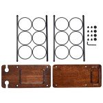 Wooden Wine Rack with Glass Holder - Holds 6 Bottles