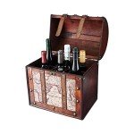 Rustic Wooden Wine Bottle Gift Box with Handle