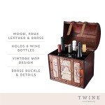 Rustic Wooden Wine Bottle Gift Box with Handle