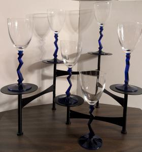 Cobalt Blue Zigzag Wine Glasses - Set of 6