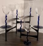 Cobalt Blue Zigzag Wine Glasses - Set of 6