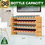 4-Tier Bamboo Wine Rack - Holds 36 Bottles