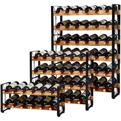 Rustic 36-Bottle Stackable Wine Rack Display