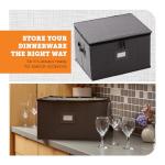 storageLAB Wine Glass Storage Containers, 1-Pack Hard Shell Storage Organizer for Stemware and Glassware Sets, Stackable Wine Glass Storage Box with Dividers for Kitchen Storage and Moving Supplies