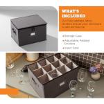 storageLAB Wine Glass Storage Containers, 1-Pack Hard Shell Storage Organizer for Stemware and Glassware Sets, Stackable Wine Glass Storage Box with Dividers for Kitchen Storage and Moving Supplies