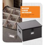 storageLAB Wine Glass Storage Containers, 1-Pack Hard Shell Storage Organizer for Stemware and Glassware Sets, Stackable Wine Glass Storage Box with Dividers for Kitchen Storage and Moving Supplies