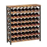 56-Bottle Wooden Freestanding Wine Rack & Shelf