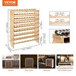 72-Bottle Modular Bamboo Wine Rack Display Shelf