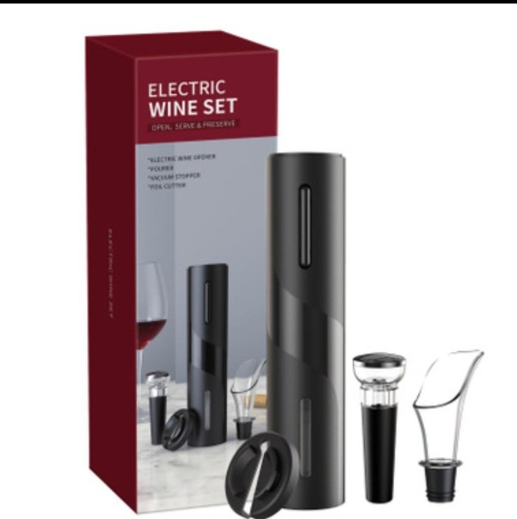 Electric Wine Corkscrew Set with Foil Cutter and Stopper