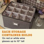 storageLAB Wine Glass Storage Containers, 1-Pack Hard Shell Storage Organizer for Stemware and Glassware Sets, Stackable Wine Glass Storage Box with Dividers for Kitchen Storage and Moving Supplies