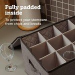 storageLAB Wine Glass Storage Containers, 1-Pack Hard Shell Storage Organizer for Stemware and Glassware Sets, Stackable Wine Glass Storage Box with Dividers for Kitchen Storage and Moving Supplies