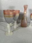 Hand-Painted Crystal Champagne and Wine Glass Set