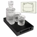 Ribbed Glass Water and Whiskey Carafe Set
