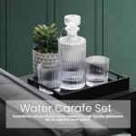 Ribbed Glass Water and Whiskey Carafe Set