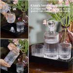 Ribbed Glass Water and Whiskey Carafe Set