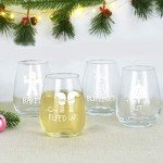 Funny Christmas Stemless Wine Glass Set of 4