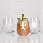 Funny Christmas Stemless Wine Glass Set of 4
