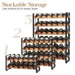 Rustic 36-Bottle Stackable Wine Rack Display