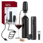 Electric Wine Opener Set with Accessories - Black