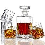 Italian Glass Whiskey Decanter and Glasses Set