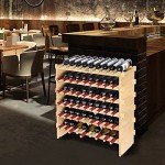 72-Bottle Modular Bamboo Wine Rack Display Shelf