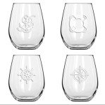 Nautical Stemless Boat Wine Glass Set of 4