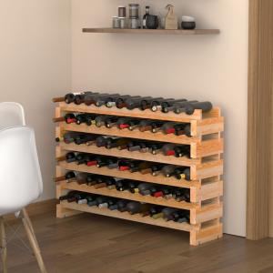 Stackable 6-Tier Solid Wood Wine Rack for 72 Bottles