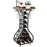 Stylish Freestanding Wine Rack with Glass Holder