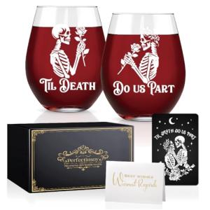 Gothic Skull Wine Glass Set for Couples