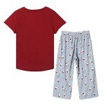 Wine Glass Printed Women's Pajama Set, Red