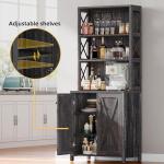 67" Tall Rustic Oak Wine Bar Cabinet