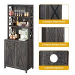 67" Tall Rustic Oak Wine Bar Cabinet