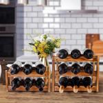 6-Bottle Wooden Wine Rack - Space-Saving Design