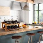 6-Bottle Wooden Wine Rack - Space-Saving Design