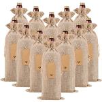 12 Pack Burlap Wine Bags with Gift Tags