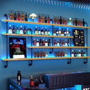 Modern Wall-Mounted Wine Rack with LED Lights