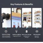 Modern Wall-Mounted Wine Rack with LED Lights