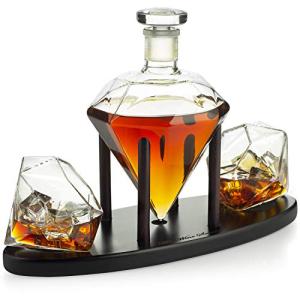 Diamond Whiskey Decanter with Two Glasses Set