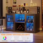 LED Wine Cabinet with Glass Shelves and Wine Rack