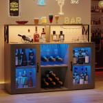 LED Wine Cabinet with Glass Shelves and Wine Rack