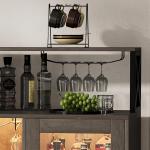 LED Wine Cabinet with Glass Shelves and Wine Rack