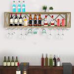 Wall-Mounted Metal Wine Rack with Glass Holder