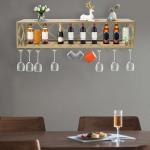 Wall-Mounted Metal Wine Rack with Glass Holder