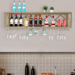 Wall-Mounted Metal Wine Rack with Glass Holder
