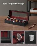 6-Slot Watch Box with Glass Lid and Removable Pillows