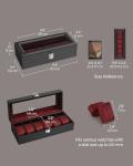 6-Slot Watch Box with Glass Lid and Removable Pillows