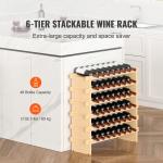 48-Bottle Stackable Bamboo Wine Rack Display