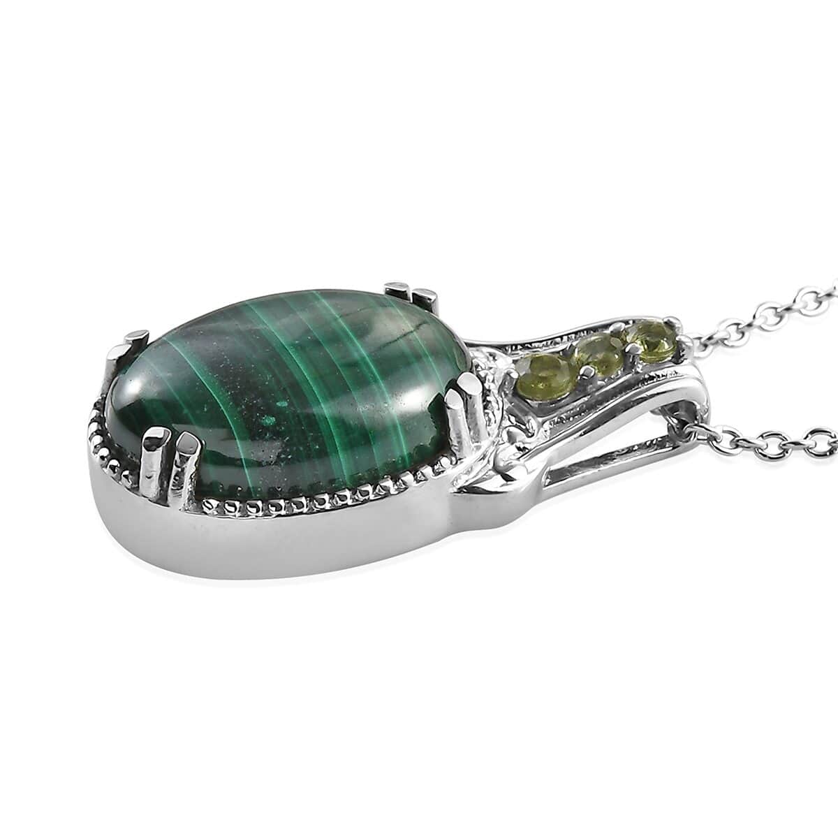 Malachite & Peridot Birthstone Pendant Necklace
